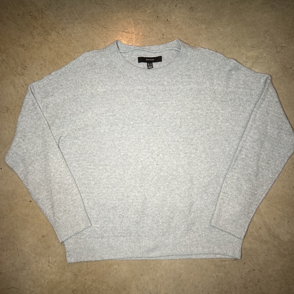 Vero Moda Sadella Textured Crewneck Sweater XL Blue Long Sleeve Pullover